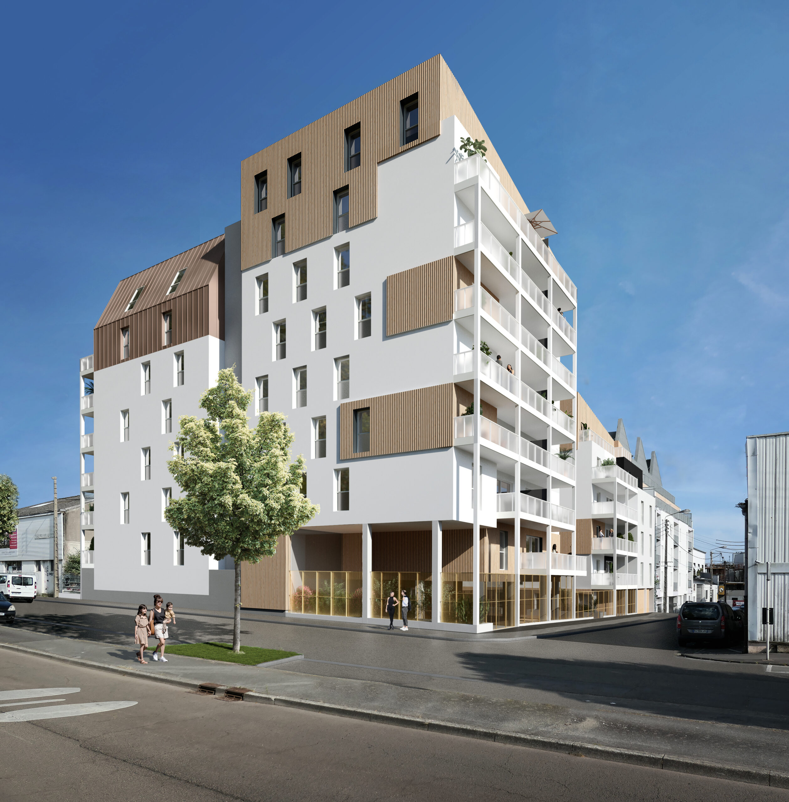 Perspective du projet L’ENTRE-DEUX, logements collectifs à Lorient – TEIR Architectes